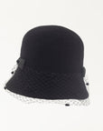 EVELYN - Soft, versatile merino wool cloche with dotted veil and grosgrain bows