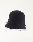 EVELYN - Soft, versatile merino wool cloche with dotted veil and grosgrain bows