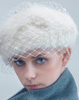 FIFI - Angora beret with dotted veil