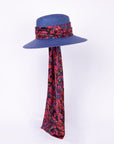HAVANA - Blue Panama Fedora Hat with Silk Scarves