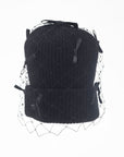 MIMI - Cashmere blend wool beanie with veil and scattered satin bows