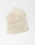 MIMI - Cashmere blend wool beanie with veil and scattered satin bows