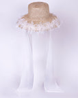 ROME - Hepburn Style Wide-Brimhat with Organza Flowers