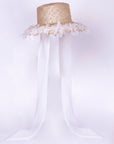ROME - Hepburn Style Wide-Brimhat with Organza Flowers