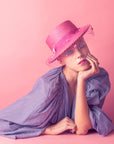 PARIS - Pink Boater Hat with Veil