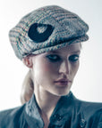 Tilly Flat Cap in Beige Check Tweed