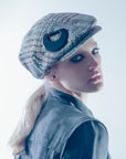 Tilly Flat Cap in Beige Check Tweed