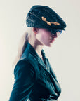 Tilly Flat Cap in Lame Tweed Black