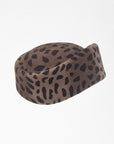 VERONICA - Asymmetric pillbox hat in leoperd-print wool.