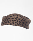 VERONICA - Asymmetric pillbox hat in leoperd-print wool.