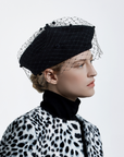Misa Harada Hats | FLOE DOT | 100% knitted wool beret with dotted veil