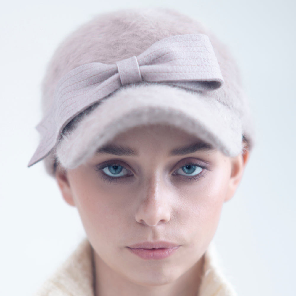 COCO - Angora wool baseball cap with a sculpted felt bow.