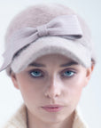 COCO - Angora wool baseball cap with a sculpted felt bow.