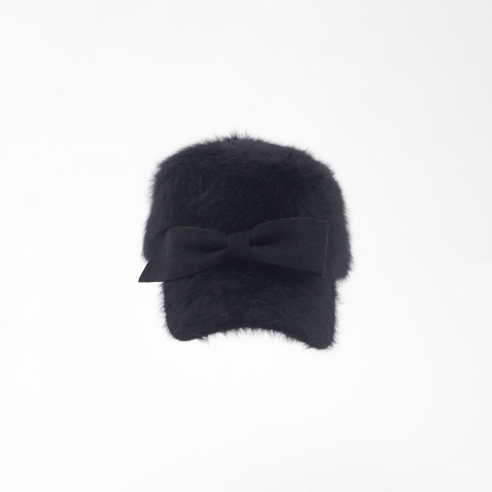 COCO - Angora wool baseball cap with a sculpted felt bow.