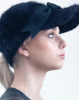 COCO - Angora wool baseball cap with a sculpted felt bow.