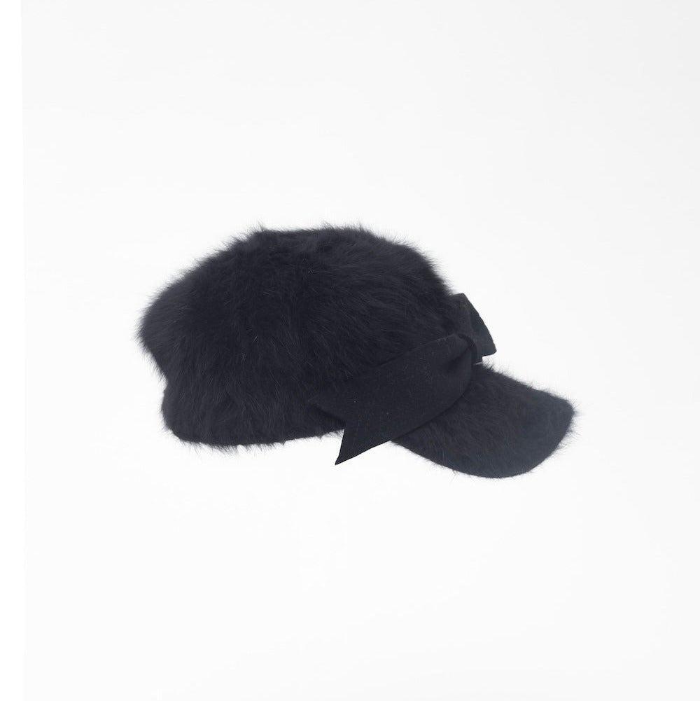 COCO - Angora wool baseball cap with a sculpted felt bow.