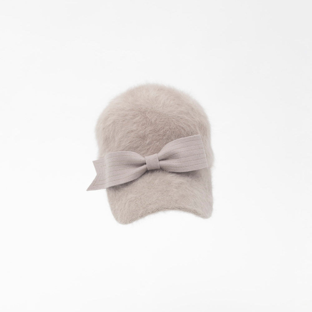 COCO - Angora wool baseball cap with a sculpted felt bow.