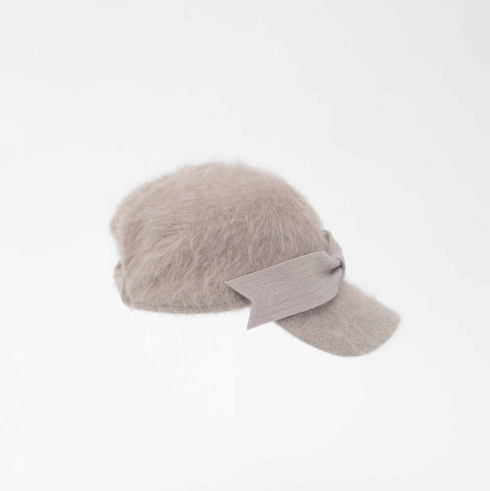 COCO - Angora wool baseball cap with a sculpted felt bow.