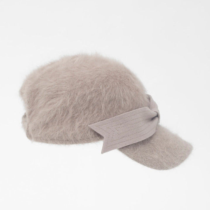 COCO - Angora wool baseball cap with a sculpted felt bow.