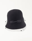 EVELYN - Soft, versatile merino wool cloche with dotted veil and grosgrain bows