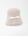 EVELYN - Soft, versatile merino wool cloche with dotted veil and grosgrain bows