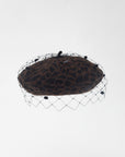 FLOE-LEO - Leopard print wool beret with hearts and dots veil.