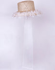 ROME - Hepburn Style Wide-Brimhat with Organza Flowers