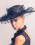 LONDON - Wide Brimm Boater with Multi Layered Veil