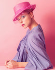 PARIS - Pink Boater Hat with Veil