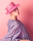 PARIS - Pink Boater Hat with Veil
