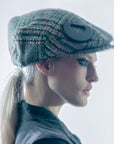 Tilly Flat Cap in Beige Check Tweed
