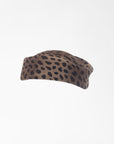 VERONICA - Asymmetric pillbox hat in leoperd-print wool.