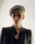 Tilly Flat Cap in Beige Check Tweed