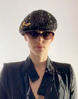 Tilly Flat Cap in Lame Tweed Black