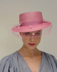 PARIS - Pink Boater Hat with Veil