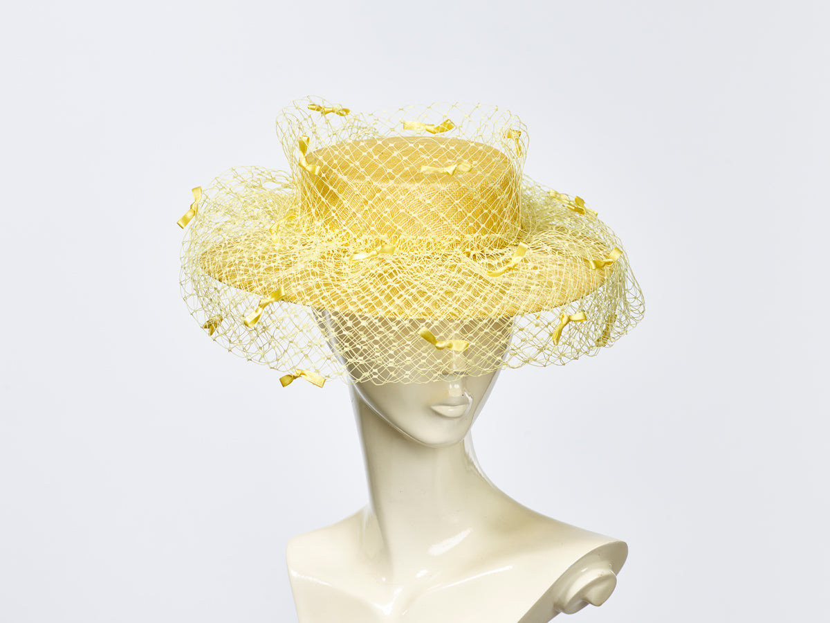 Misa Harada Hats | LOU LOU - YELLOW | Shallow boater in lemon yellow ...