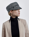 Misa Harada Hats | ALEX | Grey tweed Marine cap with recycled cashmere peak