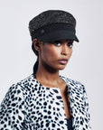 Misa Harada Hats | ALEX | Black tweed Marine cap with recycled cashmere peak
